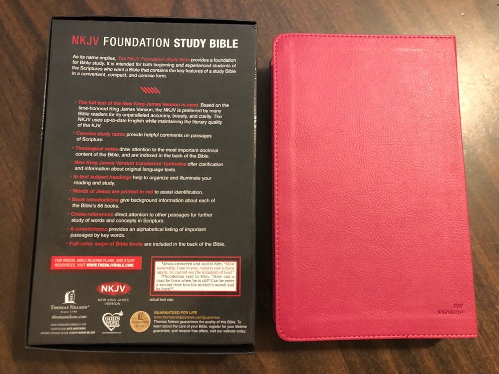 Personalized Study Bible, NKJV Foundation Study Bible - Coral Leathersoft - Custom Imprinted with name engraved