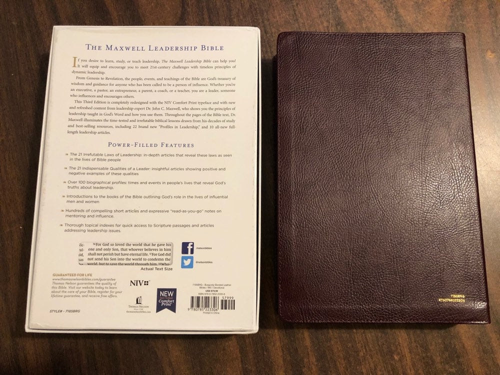 Personalized NIV Maxwell Leadership Study Bible - Burgundy Bonded Leather - Custom Imprinted with name, John maxwell study bible 9780785223306
