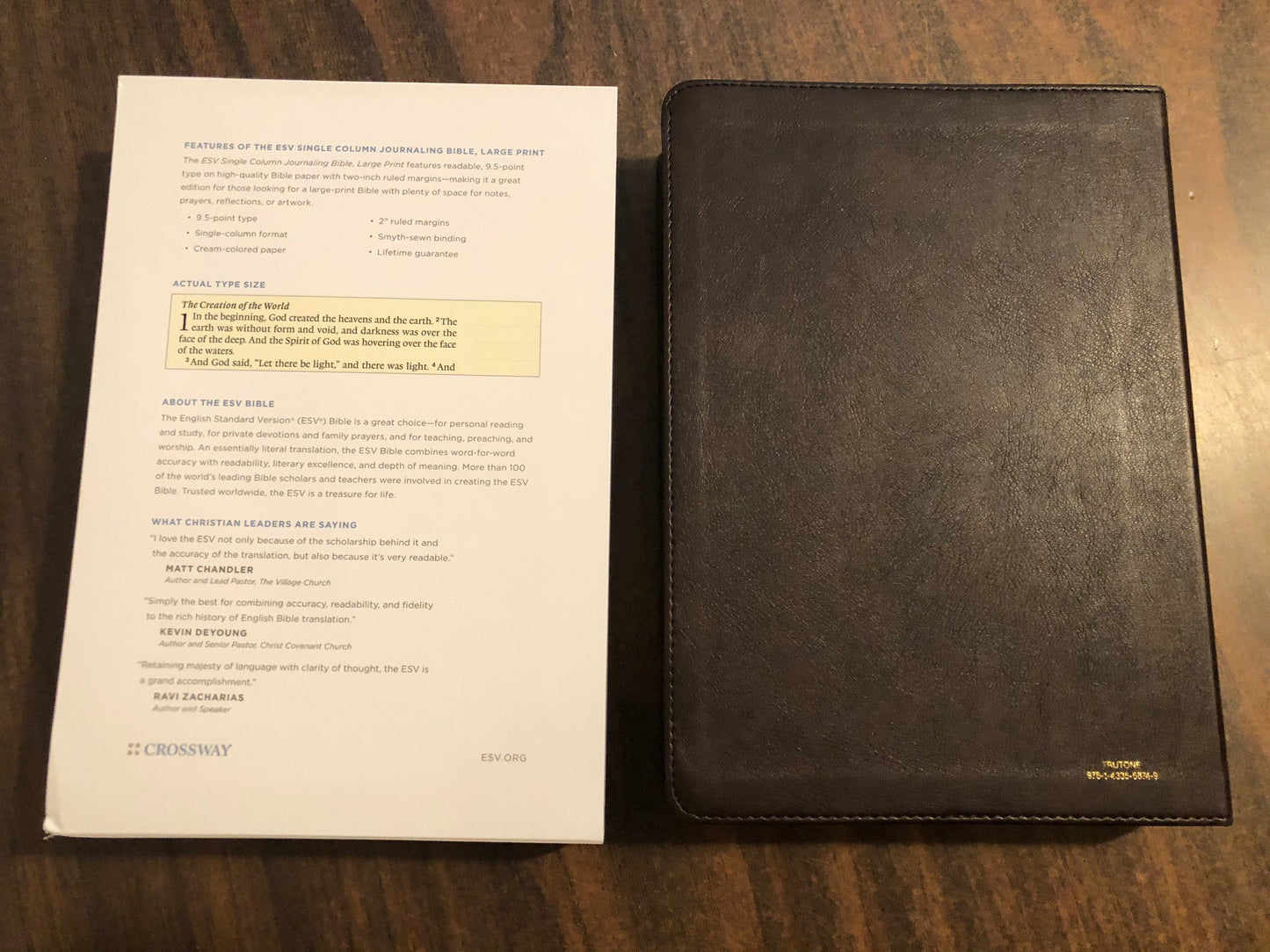 Personalized ESV Single Column Journaling Bible Large Print - Deep Brown TruTone - Custom Imprinted with a name 9781433568749