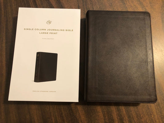 Personalized ESV Single Column Journaling Bible Large Print - Deep Brown TruTone - Custom Imprinted with a name 9781433568749