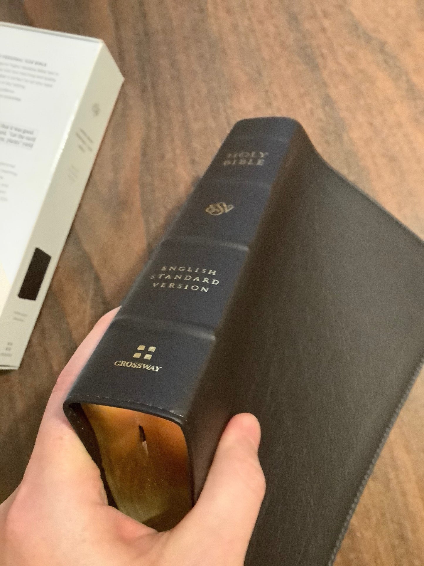 Personalized ESV Large Print Personal Size Bible - Deep Brown Buffalo Genuine Leather, Custom Imprinted, ISBN 9781433572029