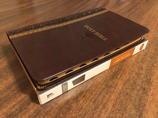 Personalized KJV Thinline Bible Indexed - Brown LeatherSoft  Custom Imprinted with name engraved, 9780785218517