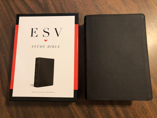 Personalized ESV Study Bible - Deep Brown Genuine Buffalo Leather - Custom Imprinted with a name 9781433575921