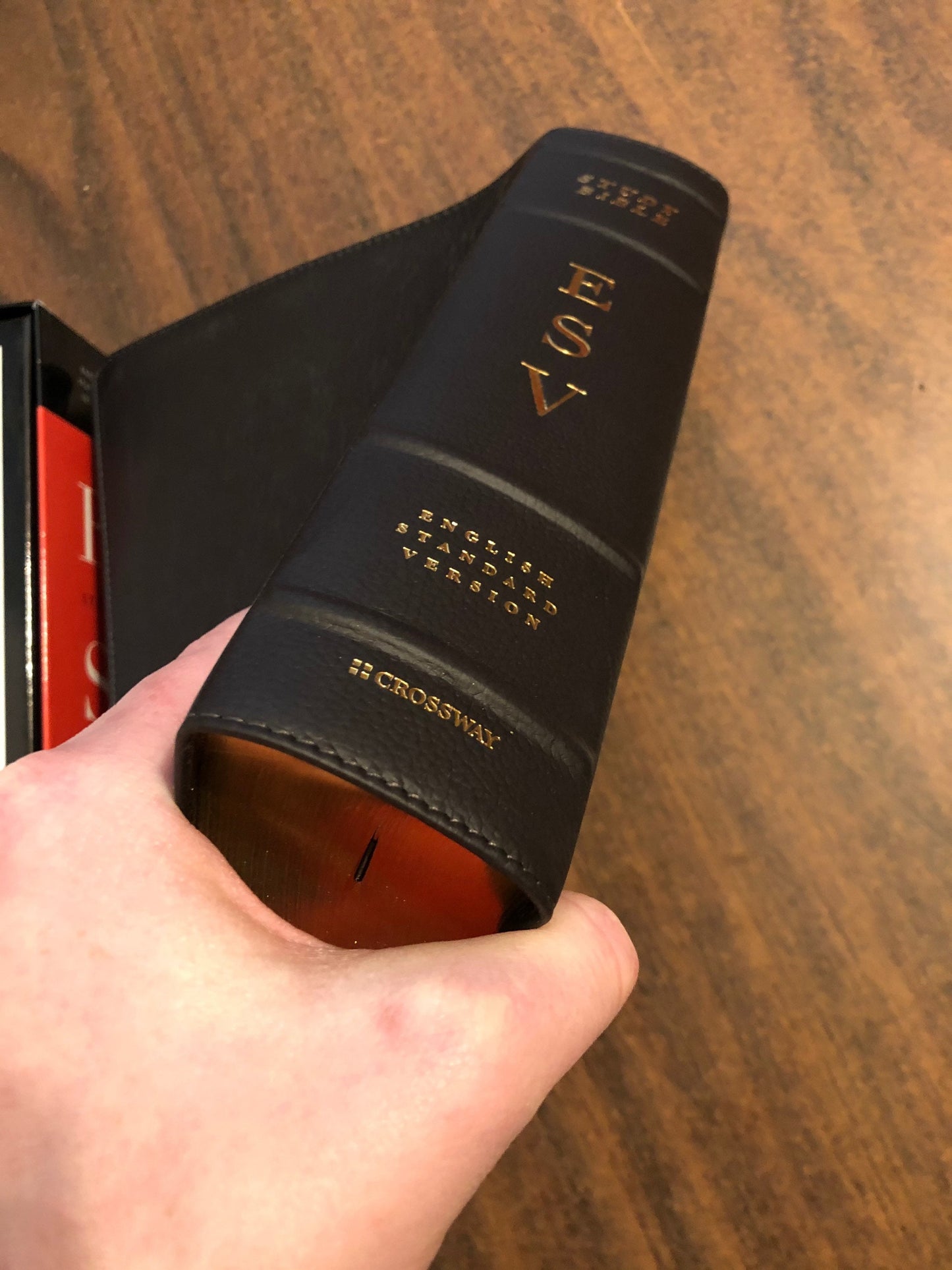 Personalized ESV Study Bible - Deep Brown Genuine Buffalo Leather - Custom Imprinted with a name 9781433575921