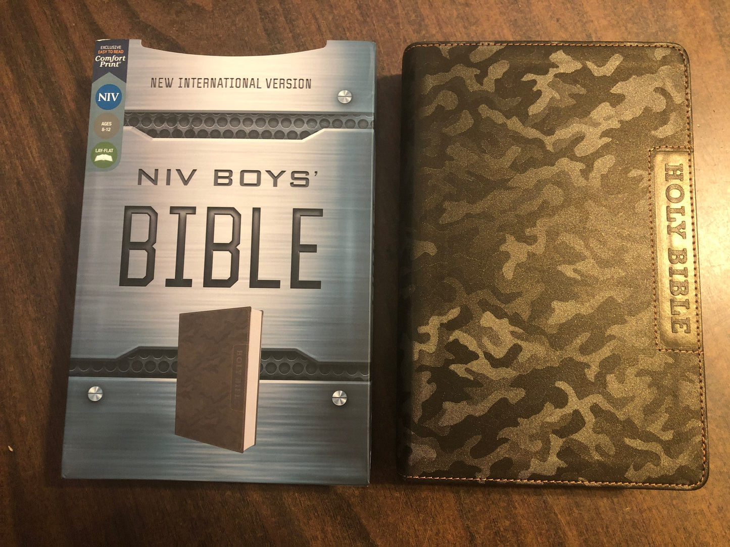 Personalized NIV Boys Bible - Brown Camo LeatherSoft - Custom Imprinted with a name - 9780310455097, Ages 8-12