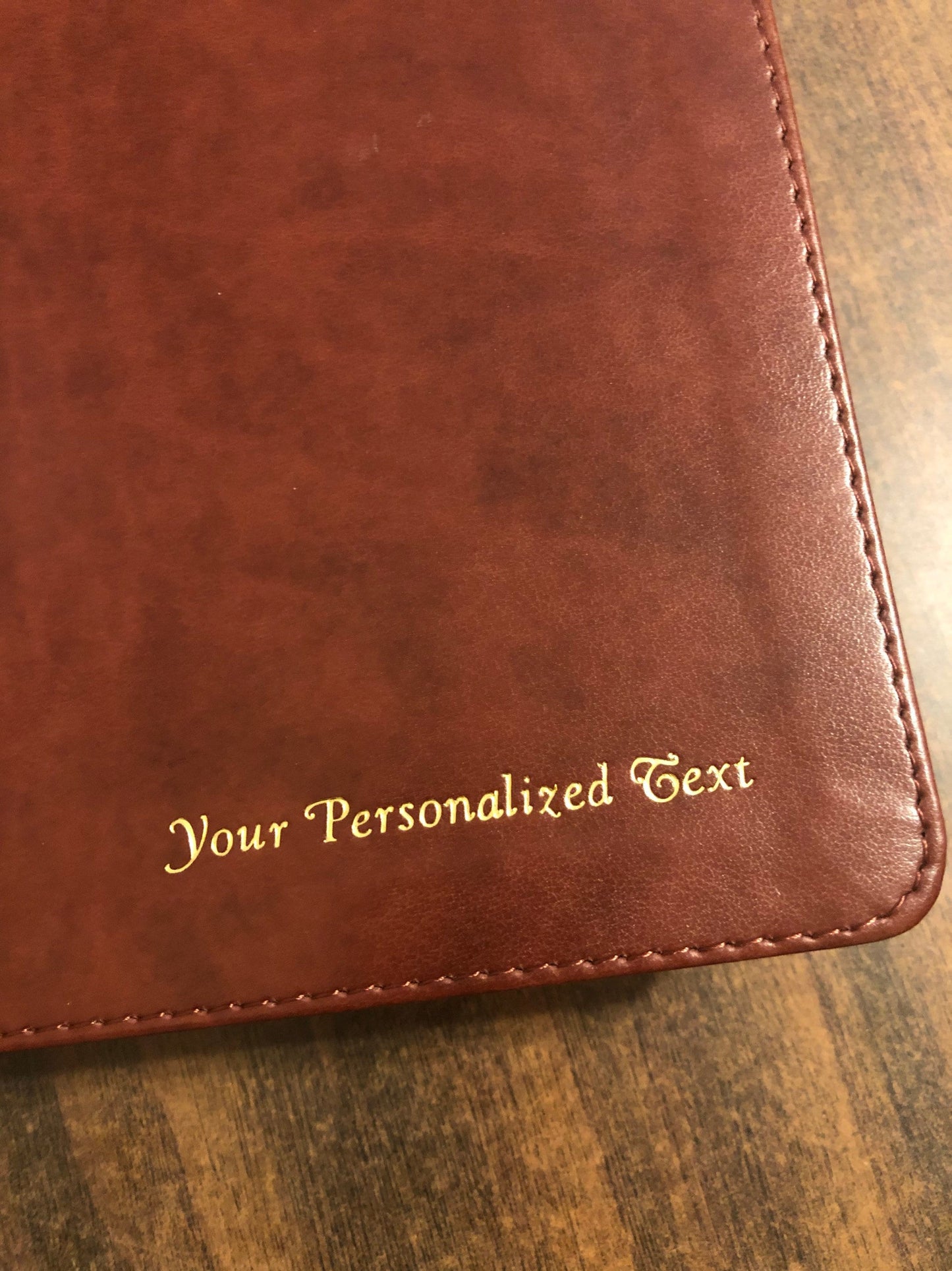 Personalized NLT Thinline Reference Bible Thumb Indexed - Brown LeatherLike - Custom Imprinted with a name - ISBN 9781496445209