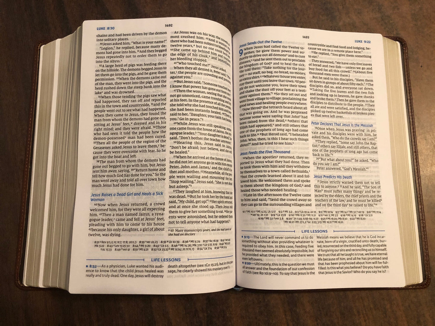 Personalized NIV Charles Stanley Life Principles Study Bible - Brown Genuine Leather, Custom Imprinted with a name 9780785225614