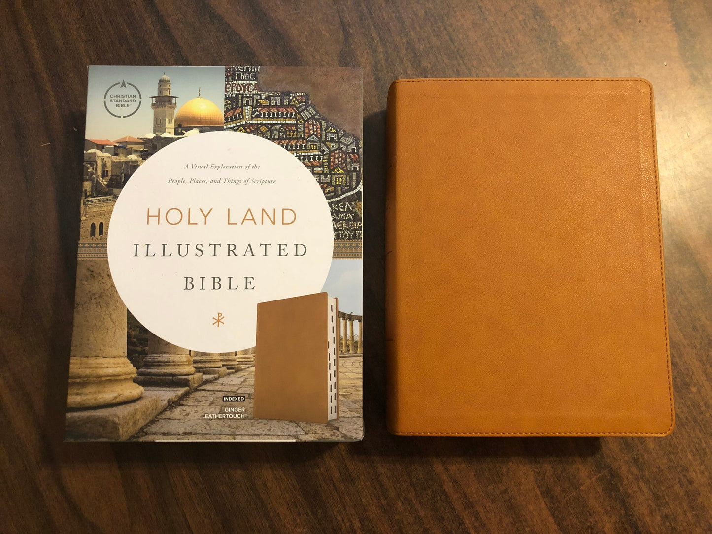 Personalized CSB Holy Land Illustrated Study Bible Thumb Indexed - Ginger Brown Leathertouch, Custom Imprinted with a name 9781430070467