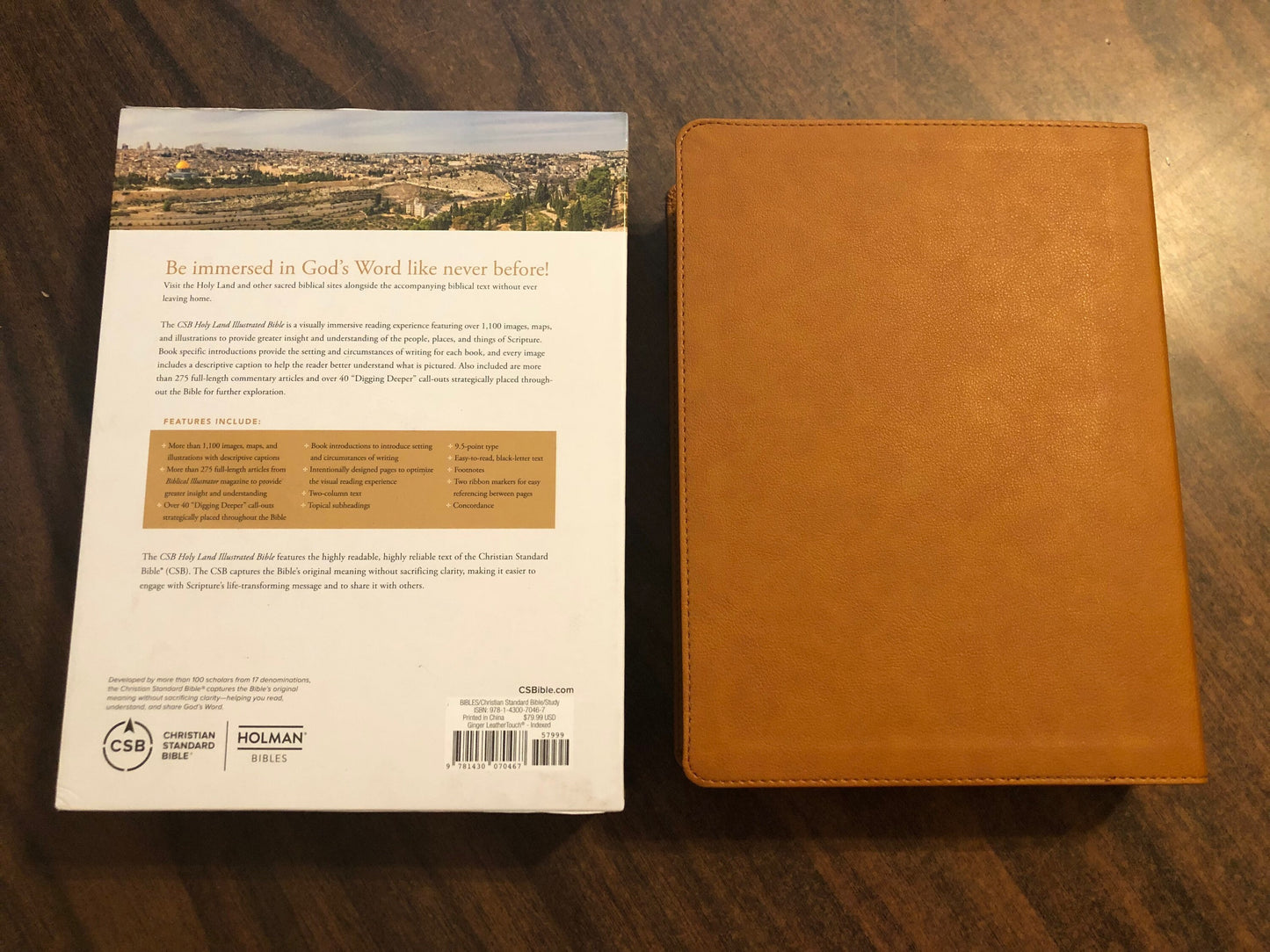 Personalized CSB Holy Land Illustrated Study Bible Thumb Indexed - Ginger Brown Leathertouch, Custom Imprinted with a name 9781430070467