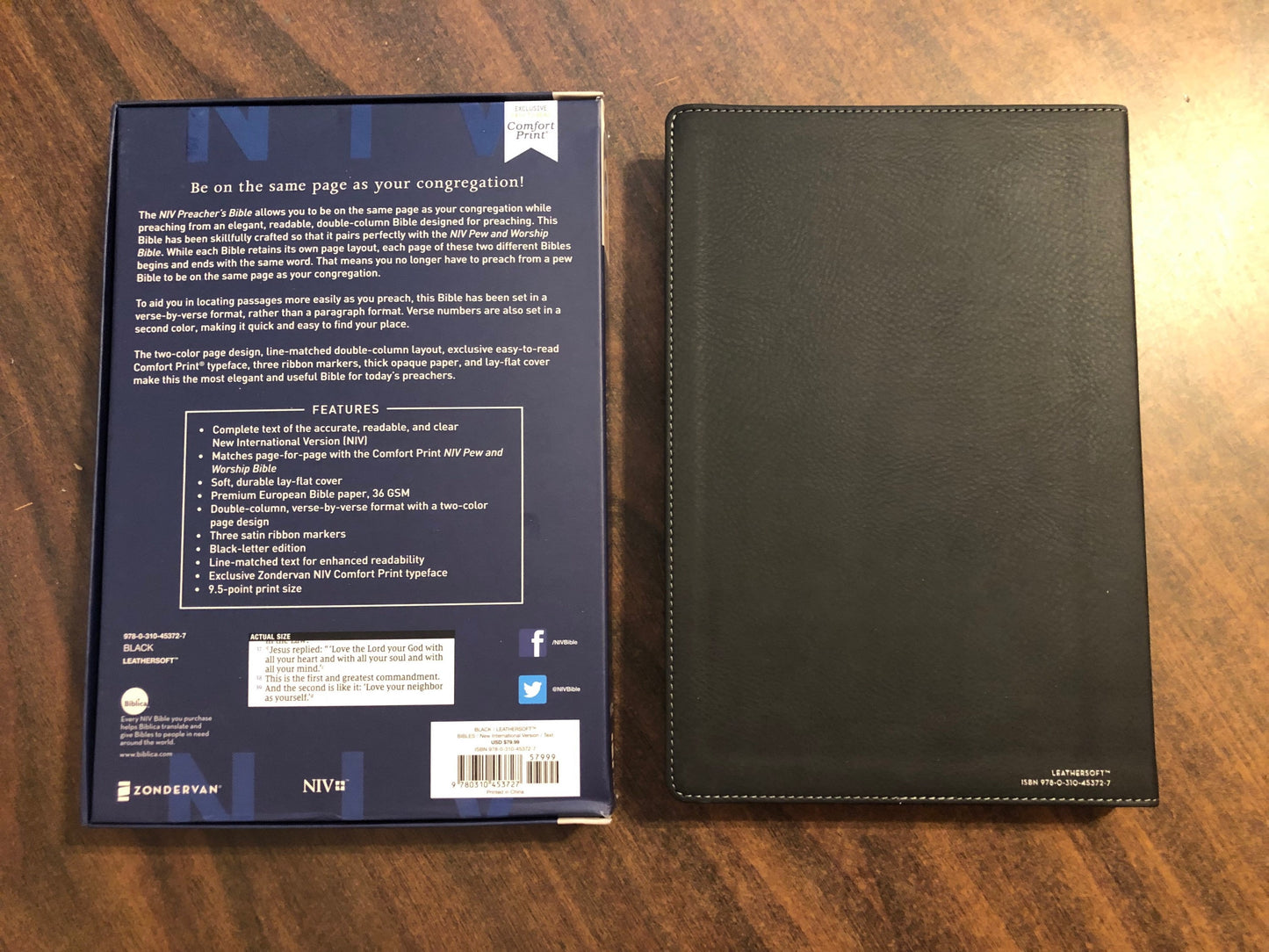 Personalized NIV Preachers Verse by Verse Bible - Black LeatherSoft, Custom Imprinted, ISBN 9780310453727 Pastors Bible, Ministers Bible