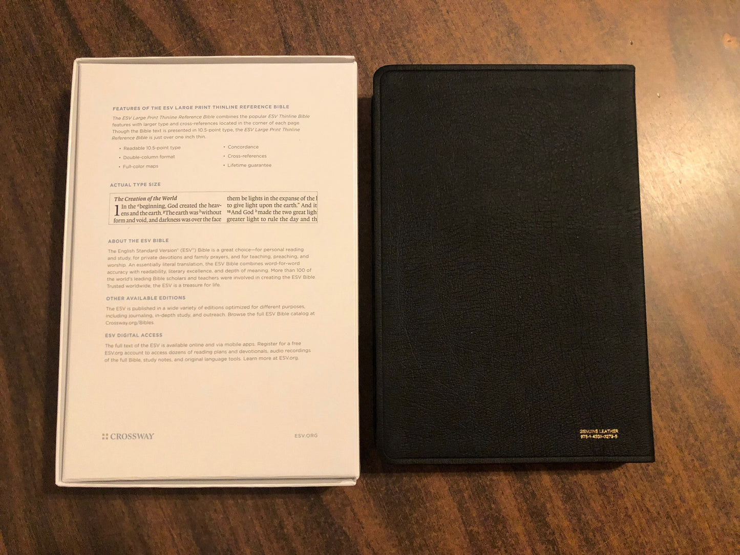Personalized ESV Large Print Thinline Reference Bible - Black Genuine Leather,  Custom Imprinted with name engraved - ISBN 9781433532795