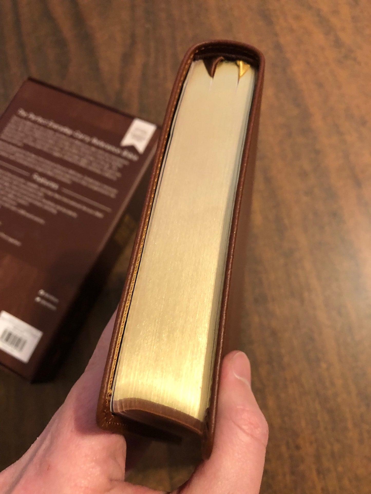 Personalized Genuine Leather NIV Thinline Reference Bible - Brown Genuine Buffalo Leather, Custom name Imprinted, Cener Column Reference 9780310455974