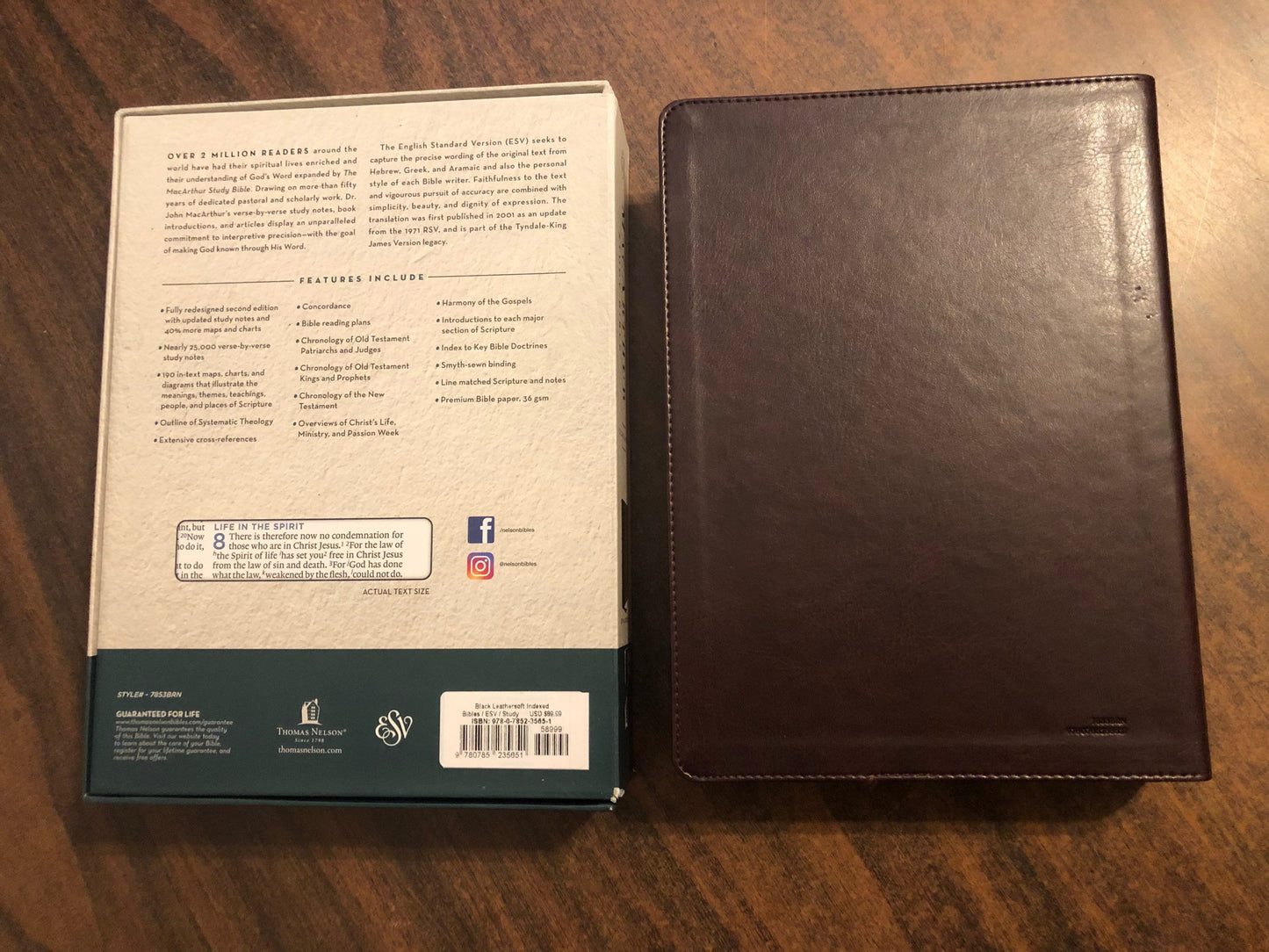 Personalized ESV MacArthur Study Bible Thumb Indexed, Brown LeatherSoft, ISBN 9780785235651 Custom Imprinted with a name