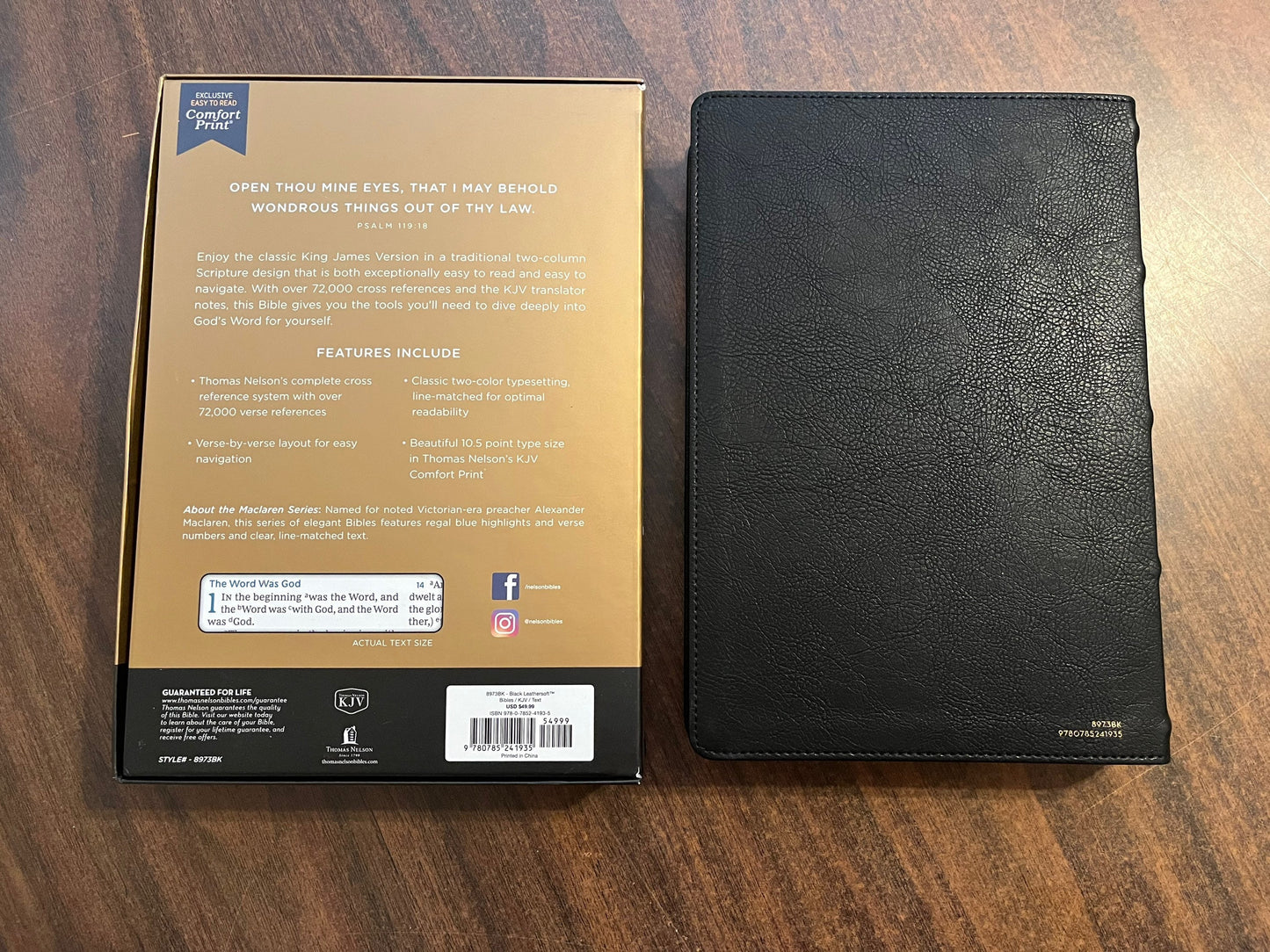 Personalized KJV Large Print Reference Bible Verse by Verse - Black LeatherSoft Cover, Maclaren Series, Custom Imprinted, ISBN 9780785241935