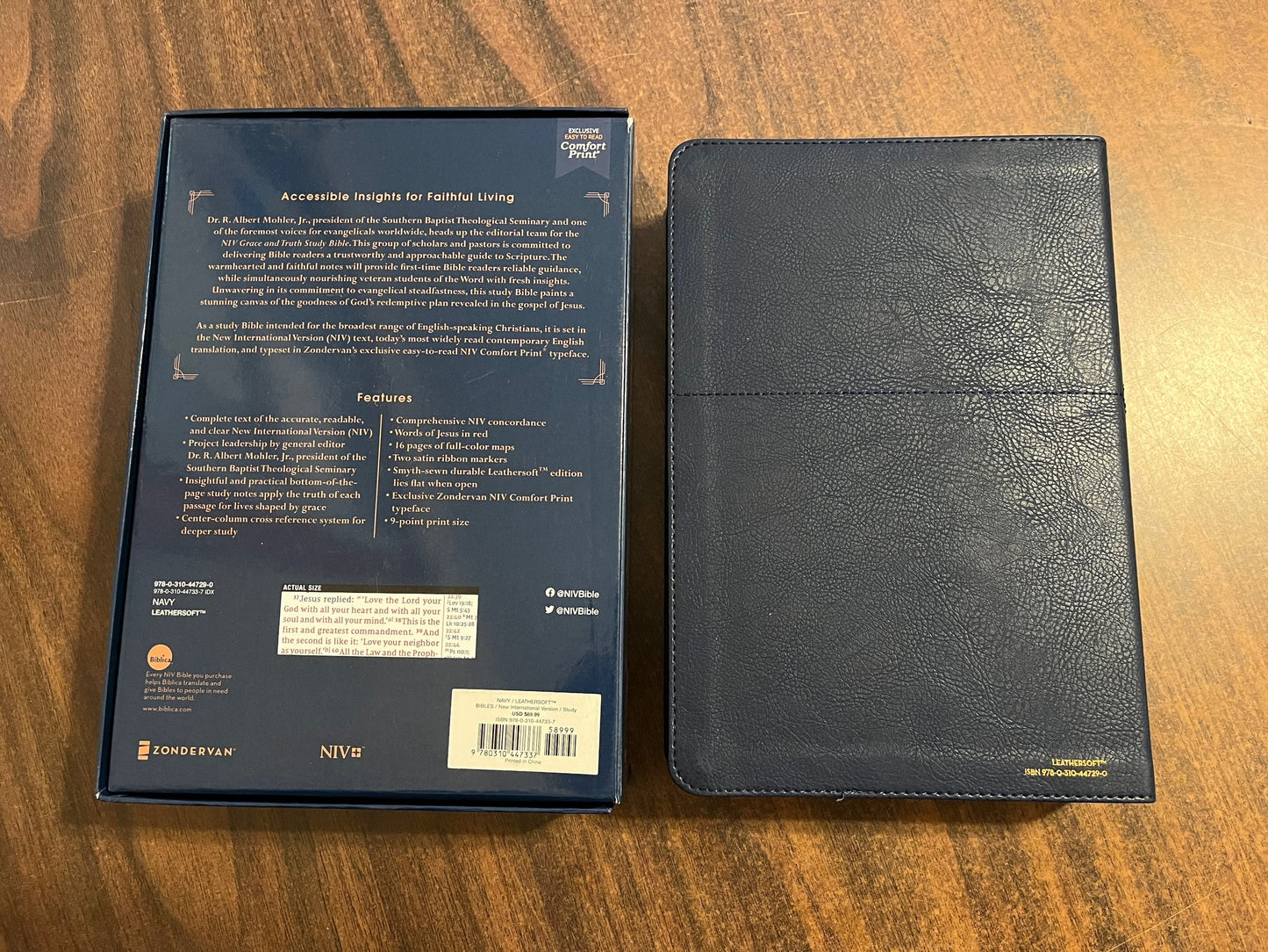 Personalized NIV Grace & Truth Study Bible Thumb Indexed - Navy LeatherSoft Cover Custom Imprinted