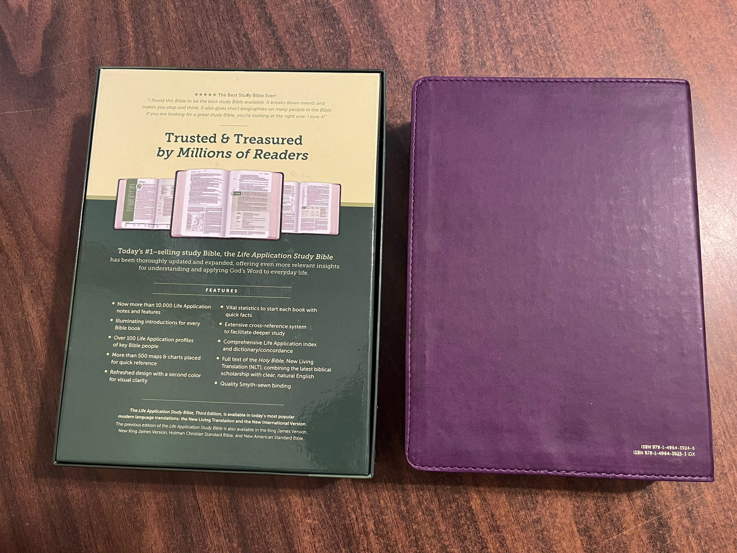 Personalized NLT Life Application Study Bible - Purple LeatherLike - Custom Imprinted with name, 9781496439246