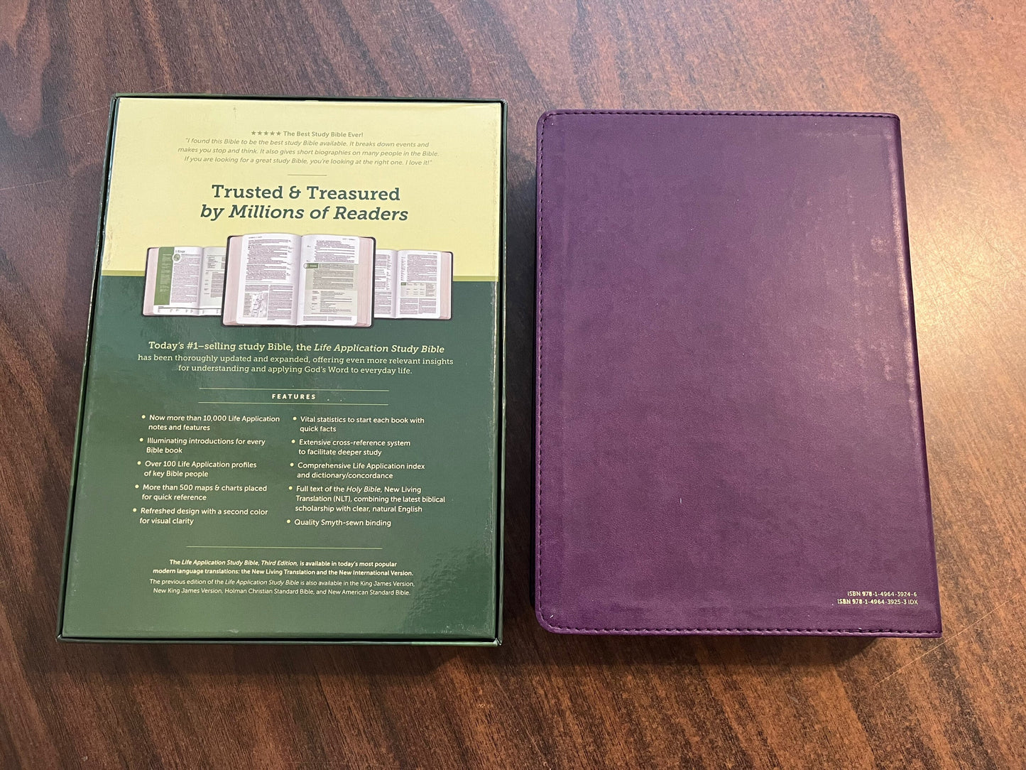 Personalized NLT Life Application Study Bible Thumb Indexed - Purple LeatherLike - Custom Imprinted with name engraved 9781496455215