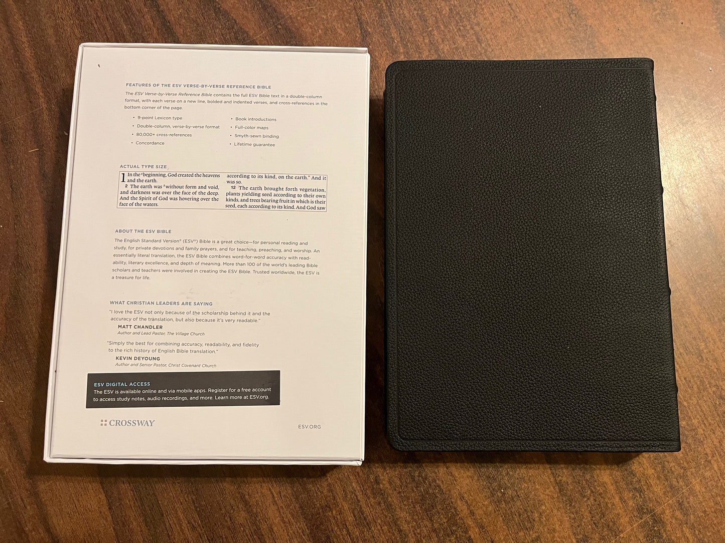 Personalized ESV Verse by Verse Reference Bible - Black Top Grain Genuine Leather - Custom Imprinted with name engraved - 9781433545689