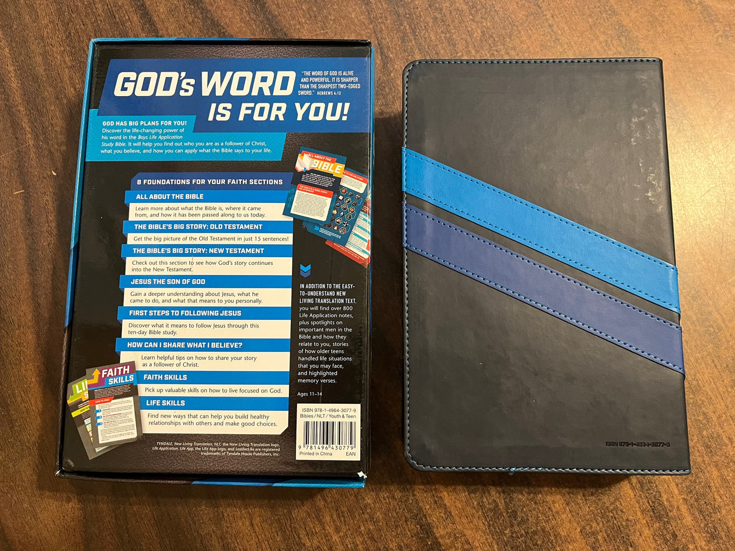 Personalized NLT Boys Life Application Study Bible - Midnight Blue LeatherLike, Custom Imprinted, Ages 11+ 9781496430779