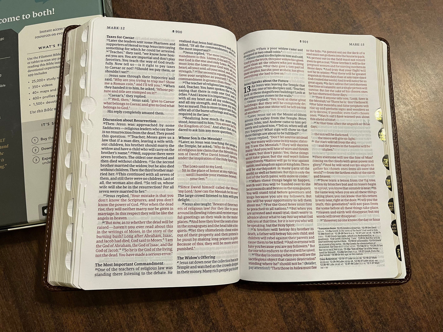 Personalized NLT Thinline Reference Bible Thumb Indexed - Brown LeatherLike - Custom Imprinted with a name - ISBN 9781496445209