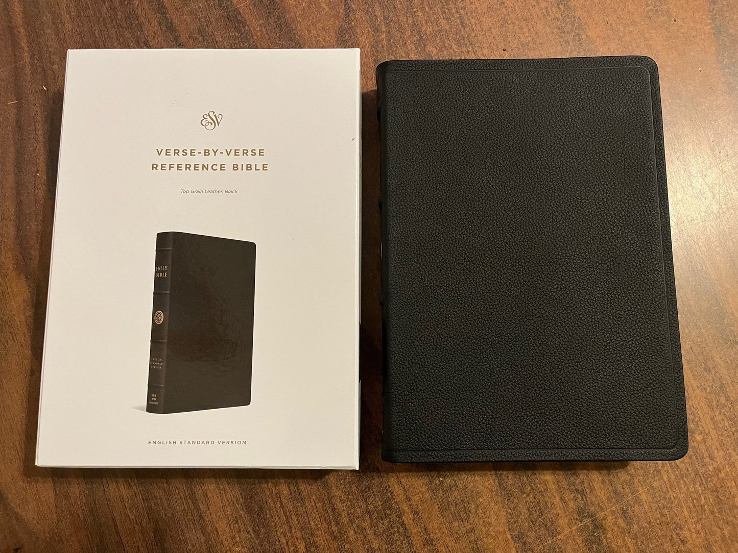 Personalized ESV Verse by Verse Reference Bible - Black Top Grain Genuine Leather - Custom Imprinted with name engraved - 9781433545689