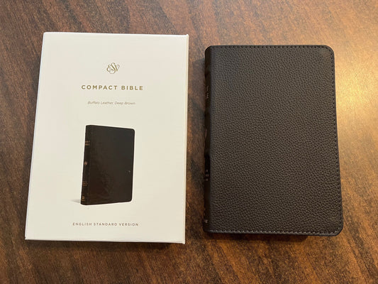 Personalized ESV Compact Bible - Deep Brown Genuine Buffalo Leather - Custom Imprinted with a name, ISBN 9781433585272