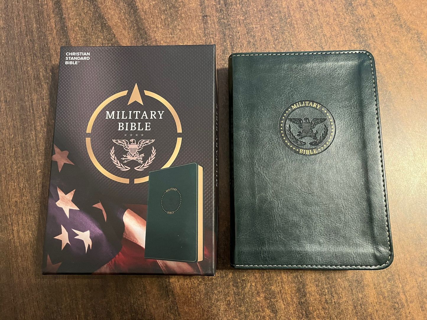 Personalized - CSB Military Bible Compact - Army - Green LeatherTouch - Custom Imprinted with name 9781433651762 20spaces
