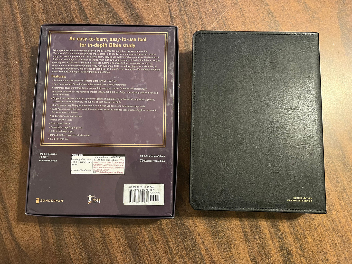 Personalized NASB Thompson Chain Reference Study Bible Thumb Indexed - Black Bonded Leather, Custom Imprinted nasb 1977