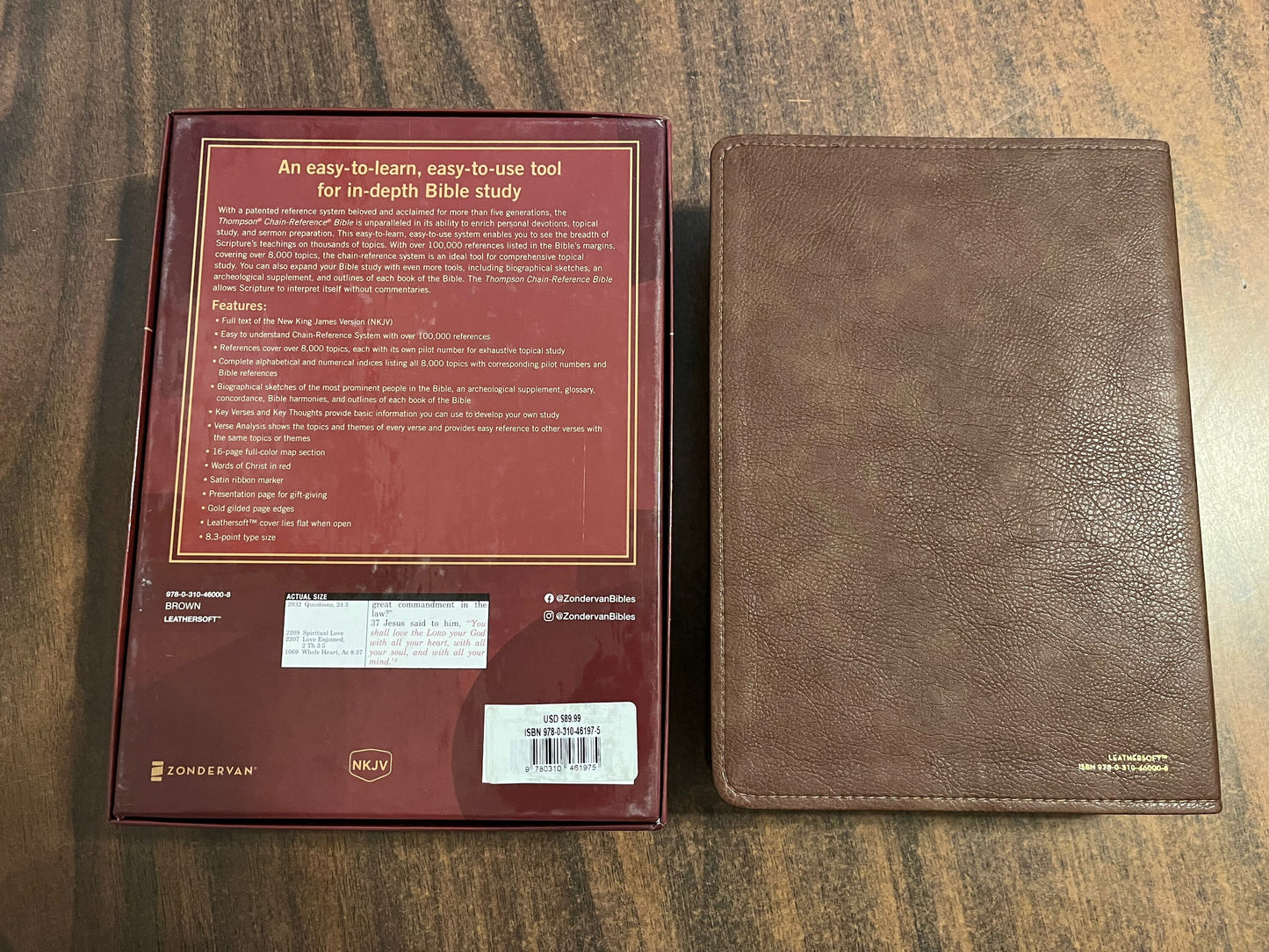 Personalized NKJV Thompson Chain Reference Study Bible Thumb Indexed - Brown LeatherSoft, Custom Imprinted, ISBN 9780310461975
