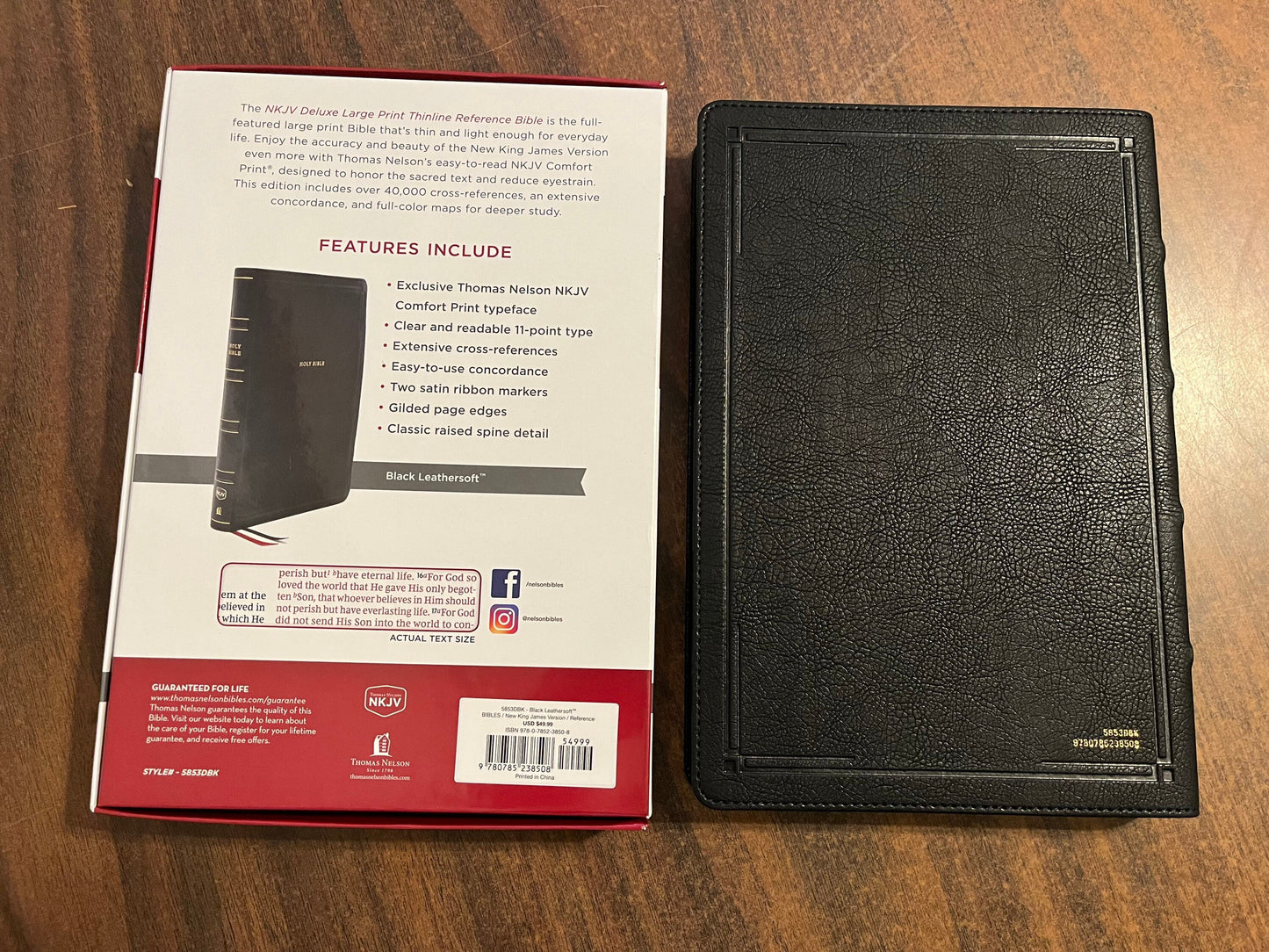 Personalized NKJV Large Print Thinline Reference Deluxe Bible - Black LeatherSoft ** Custom Imprinted