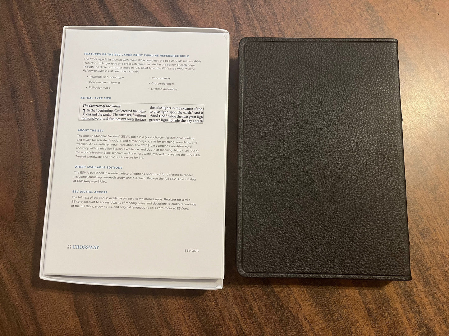 Personalized ESV Large Print Thinline Reference Bible - Brown Top Grain Genuine Leather, Custom Imprinted with name, ISBN 9781433532788