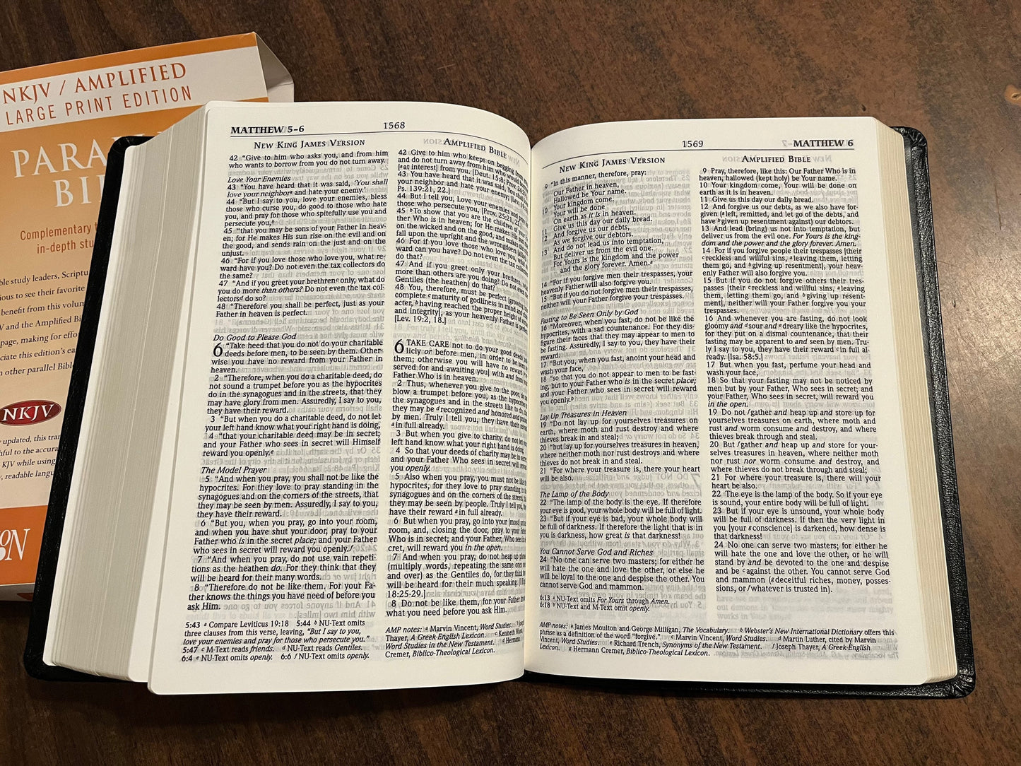 Personalized NKJV / Amplified 1987 Classic, Parallel Bible Large Print - Black Bonded Leather ** Custom Imprinted with name, AMPC Bible