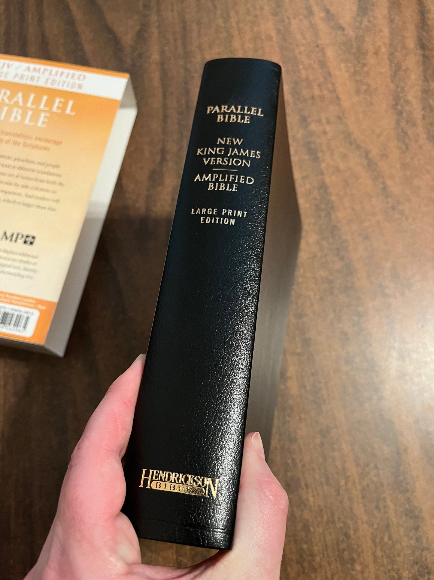 Personalized NKJV / Amplified 1987 Classic, Parallel Bible Large Print - Black Bonded Leather ** Custom Imprinted with name, AMPC Bible