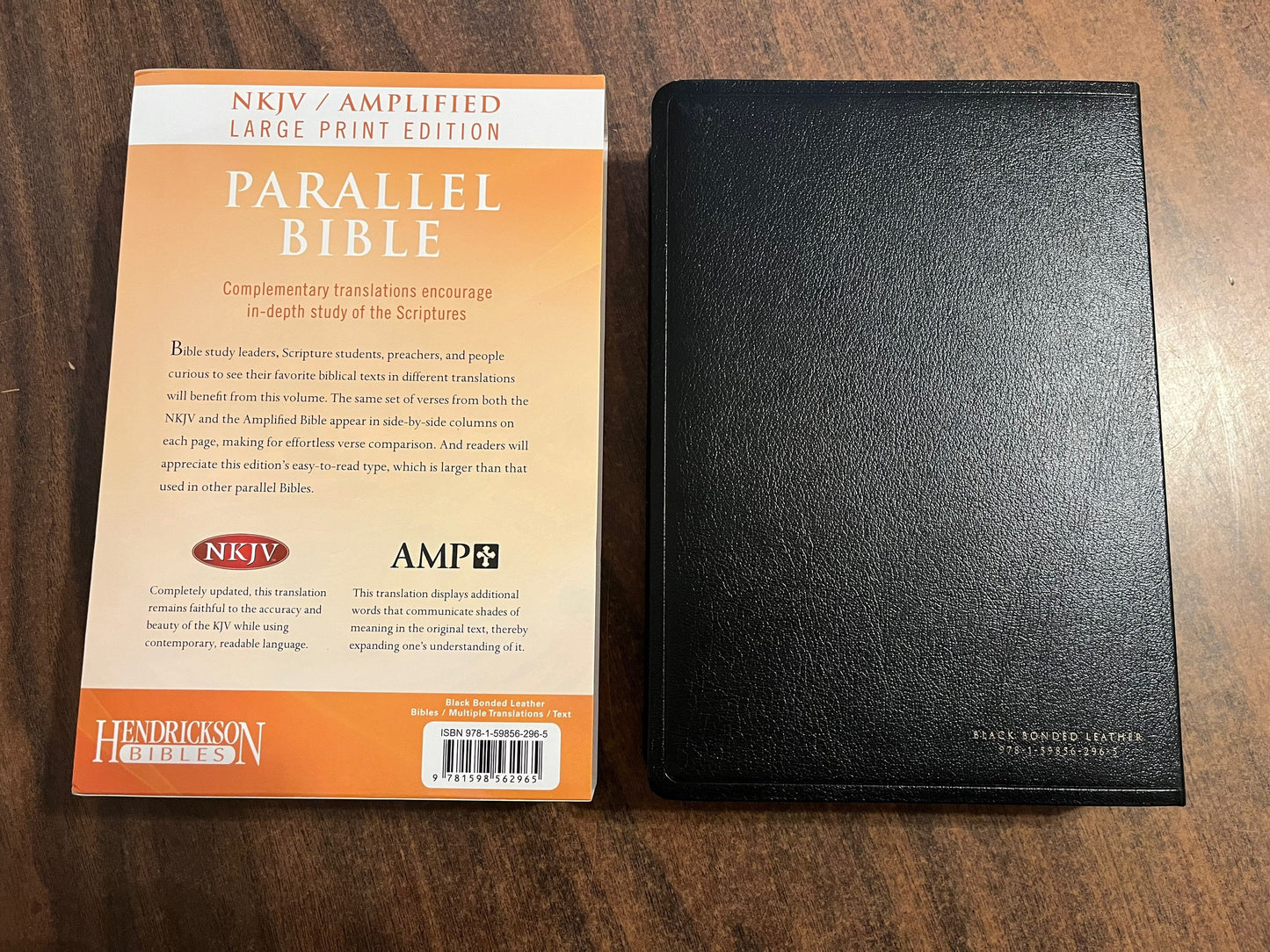 Personalized NKJV / Amplified 1987 Classic, Parallel Bible Large Print - Black Bonded Leather ** Custom Imprinted with name, AMPC Bible