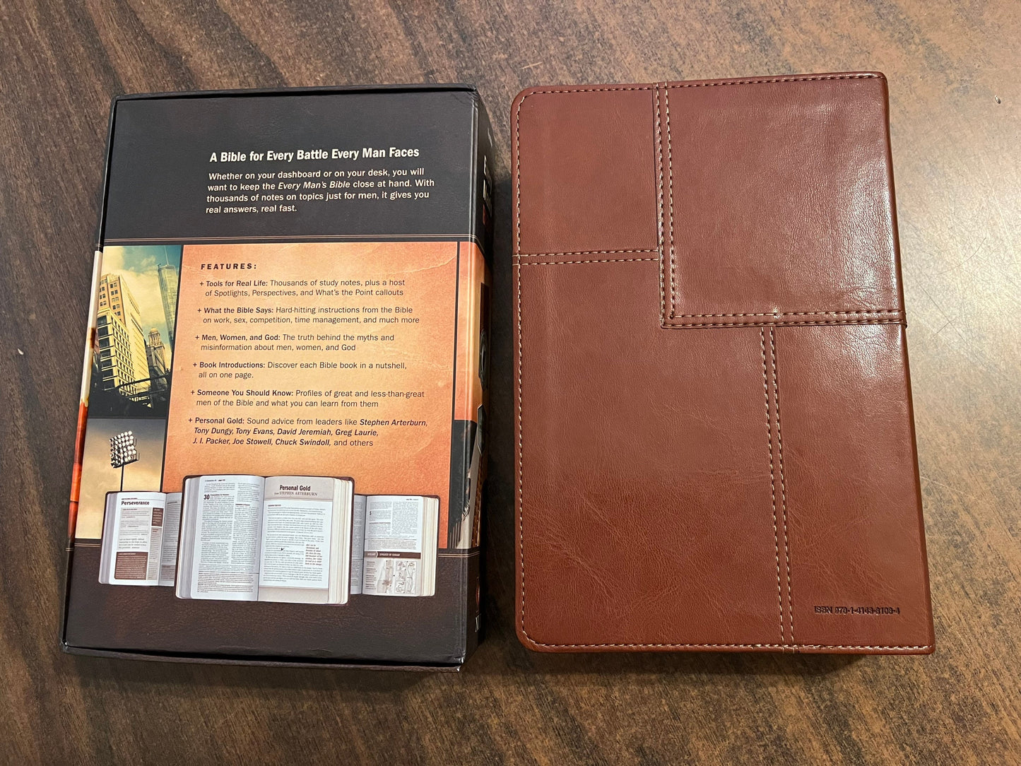 Personalized NLT Every Mans Devotional Bible Thumb Indexed - Brown LeatherLike - Custom Imprinted, name engraved bible, 9781496433596