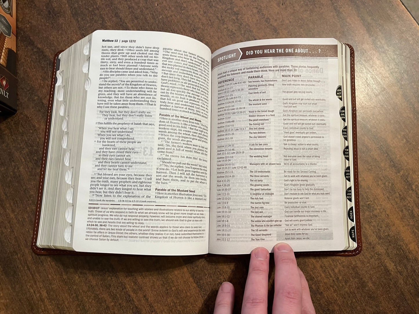 Personalized NLT Every Mans Devotional Bible Thumb Indexed - Brown LeatherLike - Custom Imprinted, name engraved bible, 9781496433596