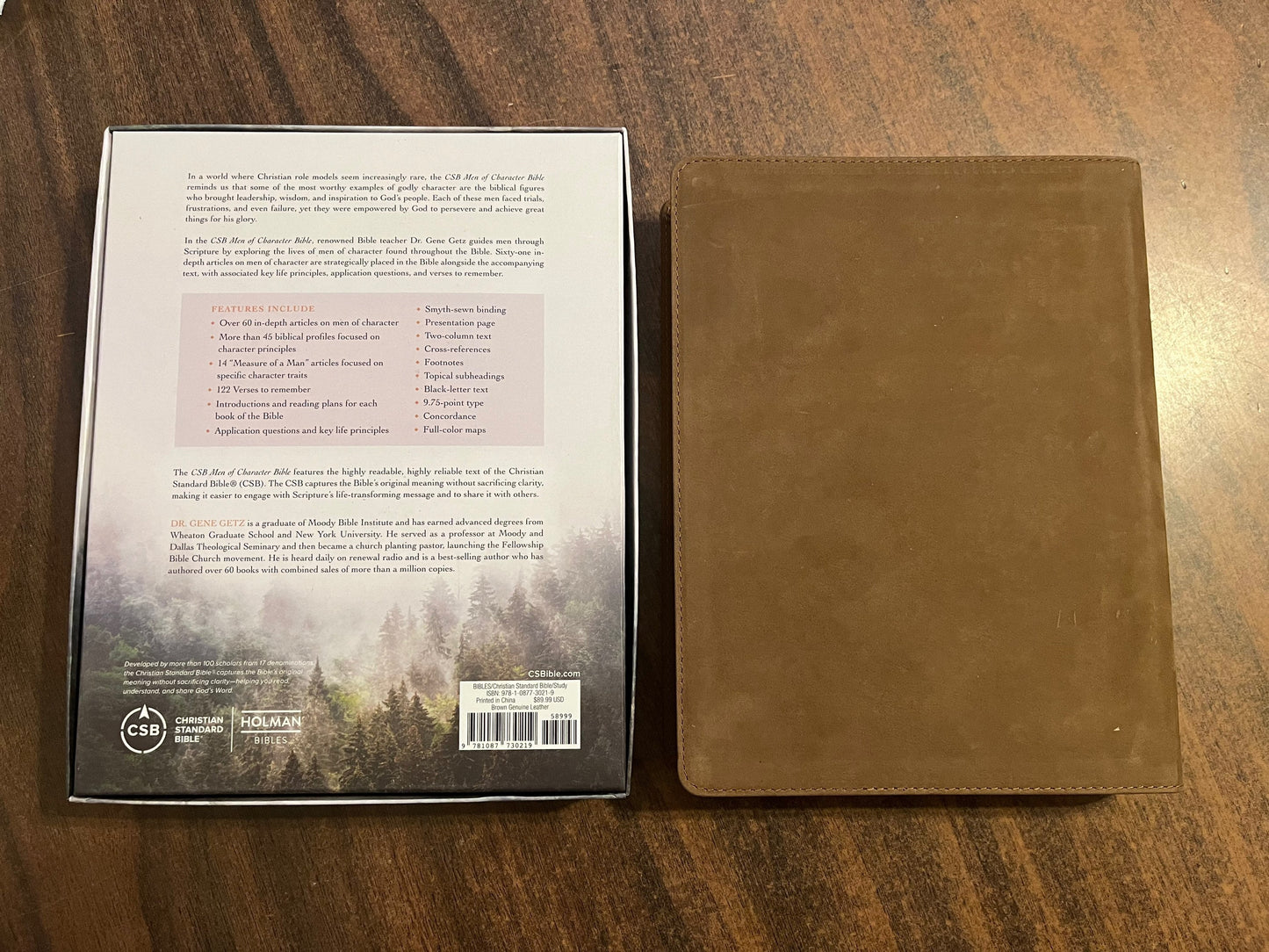 Personalized Mens Bible, CSB Men of Character Bible, Brown Genuine Leather, Custom Imprinted with name, ISBN 9781087730219