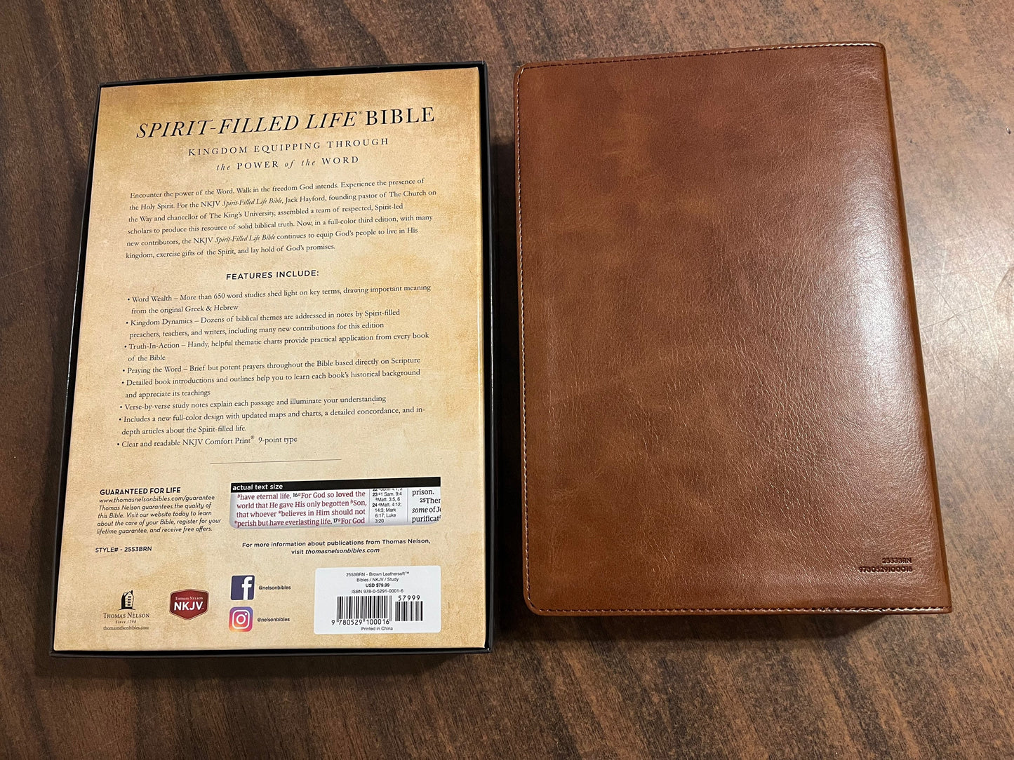 Personalized NKJV Spirit Filled Life Study Bible - Brown LeatherSoft Custom Imprinted with a name engraved 9780529100016