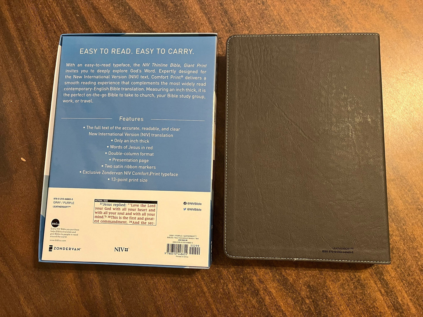 Personalized NIV Giant Print Thinline Bible - Purple Floral LeatherSoft Cover, Custom Imprinted Embossed with Name for Her 9780310448655