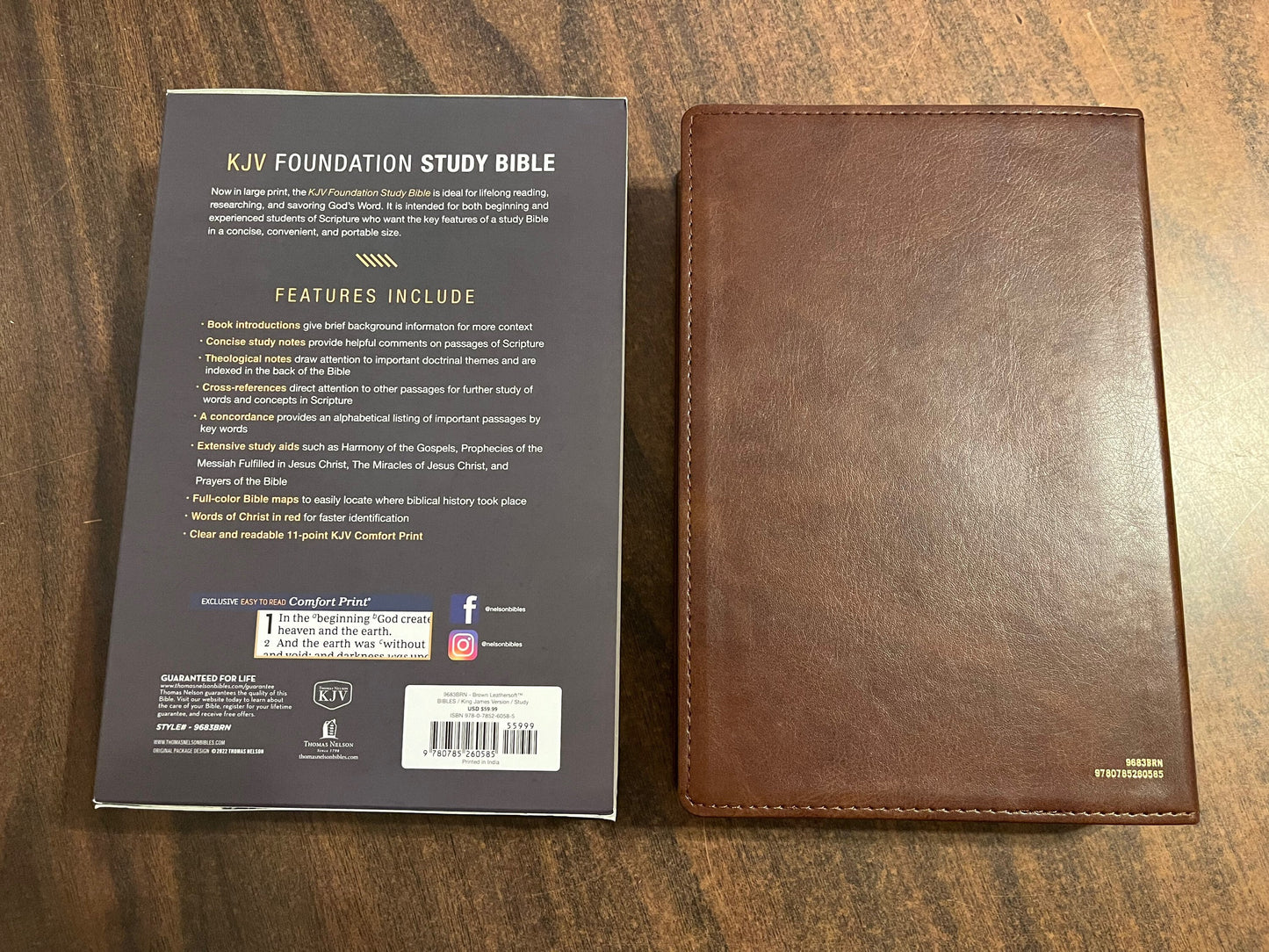 Personalized KJV Large Print Foundation Study Bible - Brown LeatherSoft,  Custom Imprinted with name engraved, 9780785260585