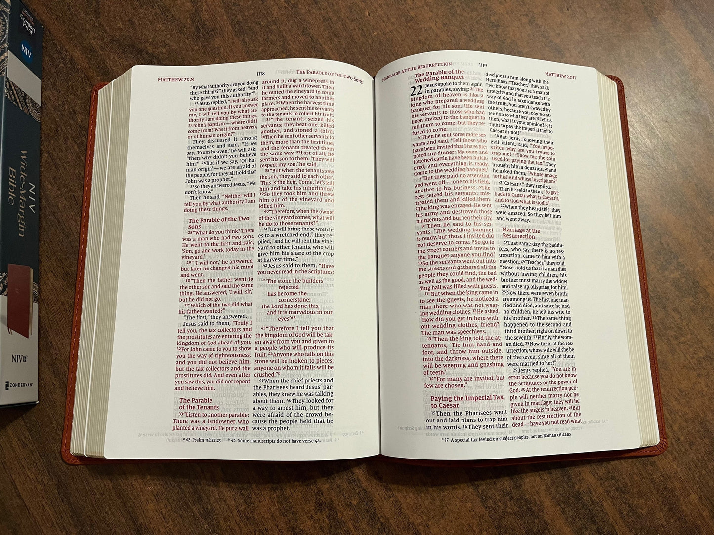 Personalized NIV Wide Margin Bible - Brown LeatherSoft, custom imprinted with name 9780310461050