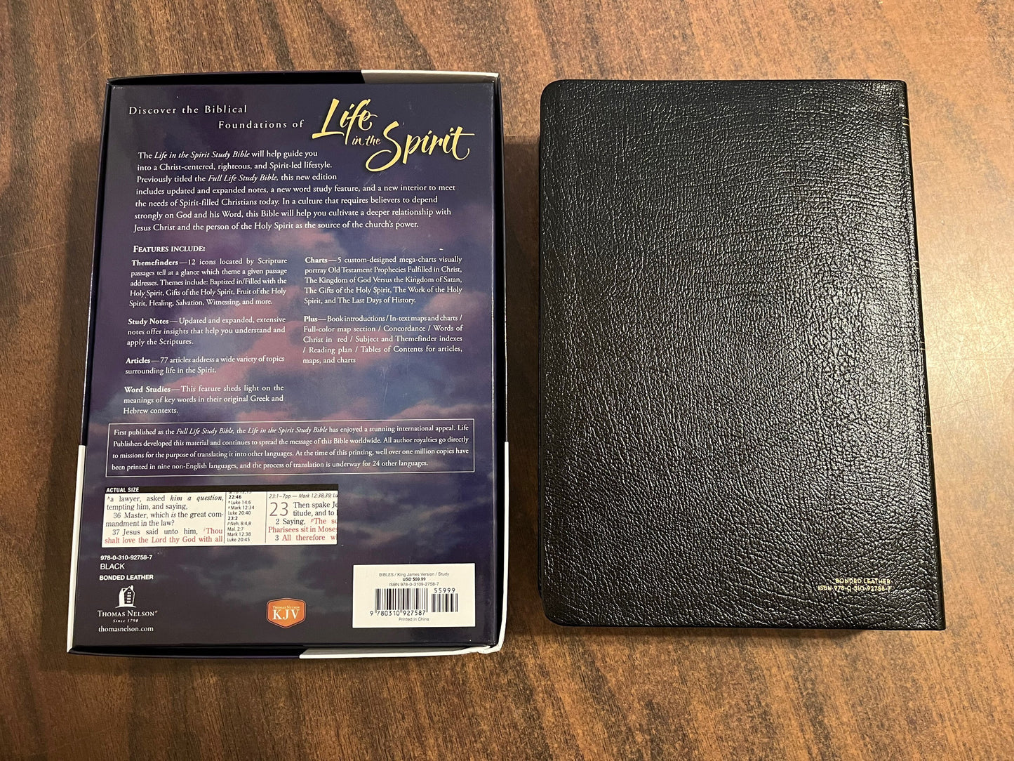 Personalized KJV Life In The Spirit Study Bible - Black Bonded Leather - Custom Imprinted with a name 9780310927587