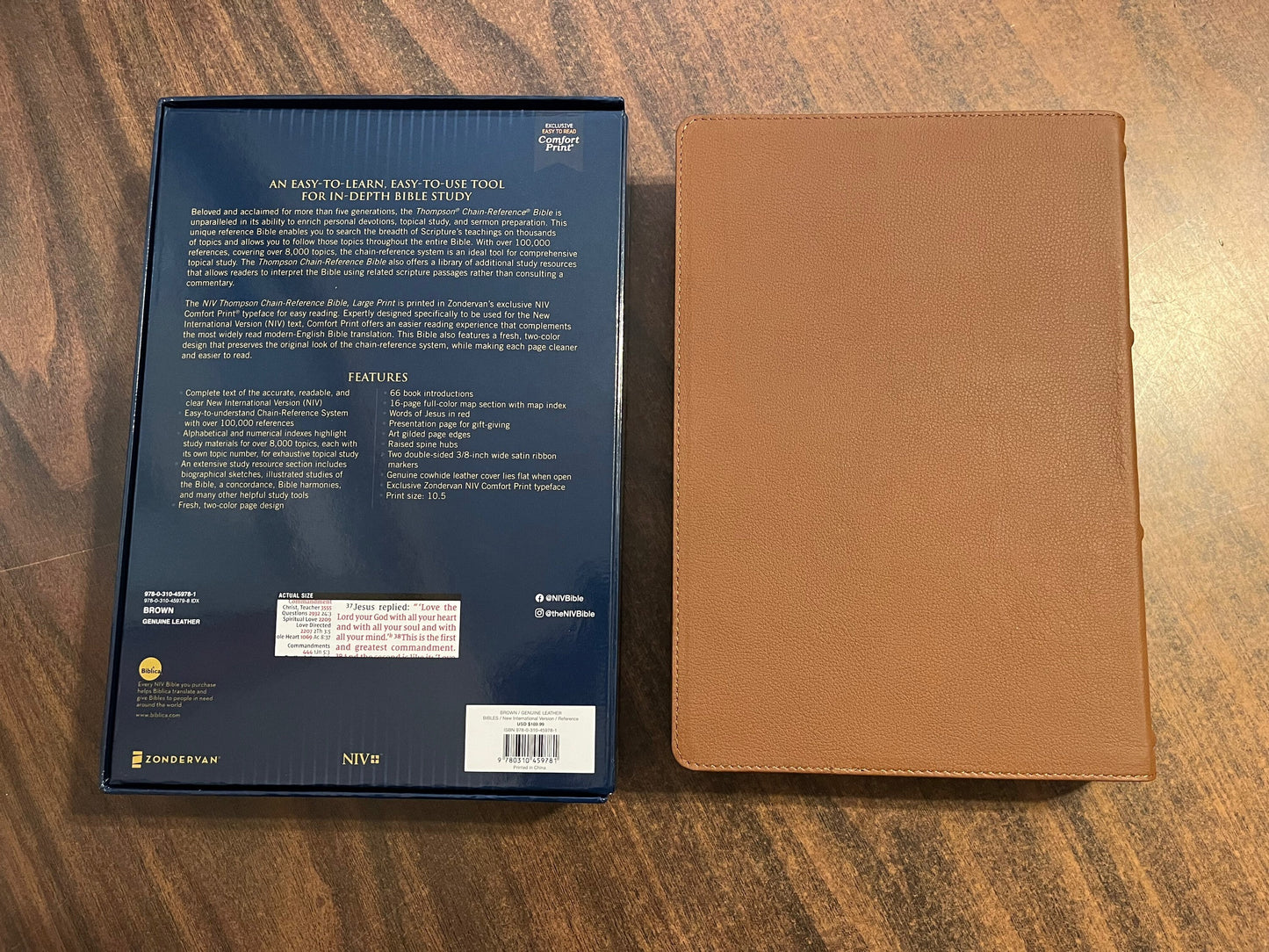 Personalized NIV Thompson Chain Reference Study Bible Large Print - Brown Genuine Cowhide Premium Leather, ISBN 9780310459781
