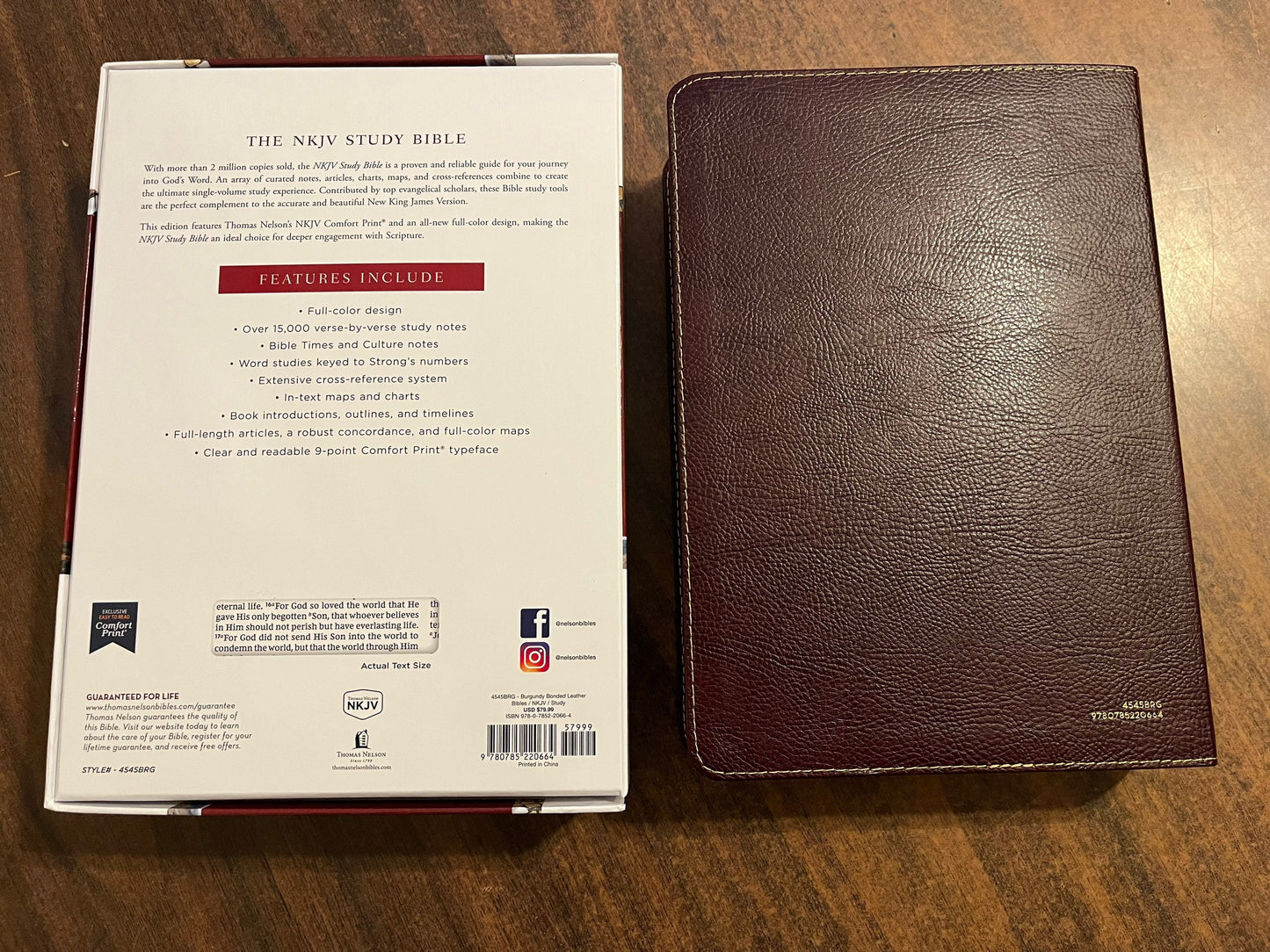 Personalized NKJV Study Bible - Burgundy Bonded Leather - Custom Imprinted with name, 9780785220664