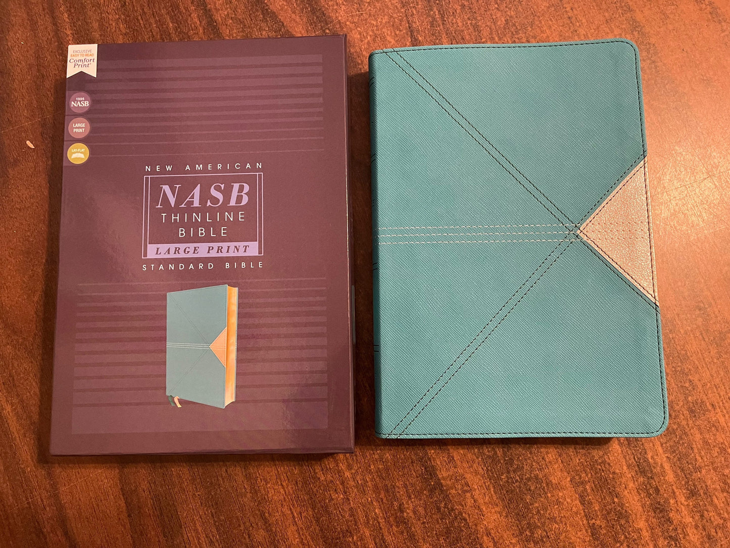 Personalized NASB Large Print Thinline Bible - Teal LeatherSoft - Custom Imprinted, name engraved bible, nasb 1995 9780310451037
