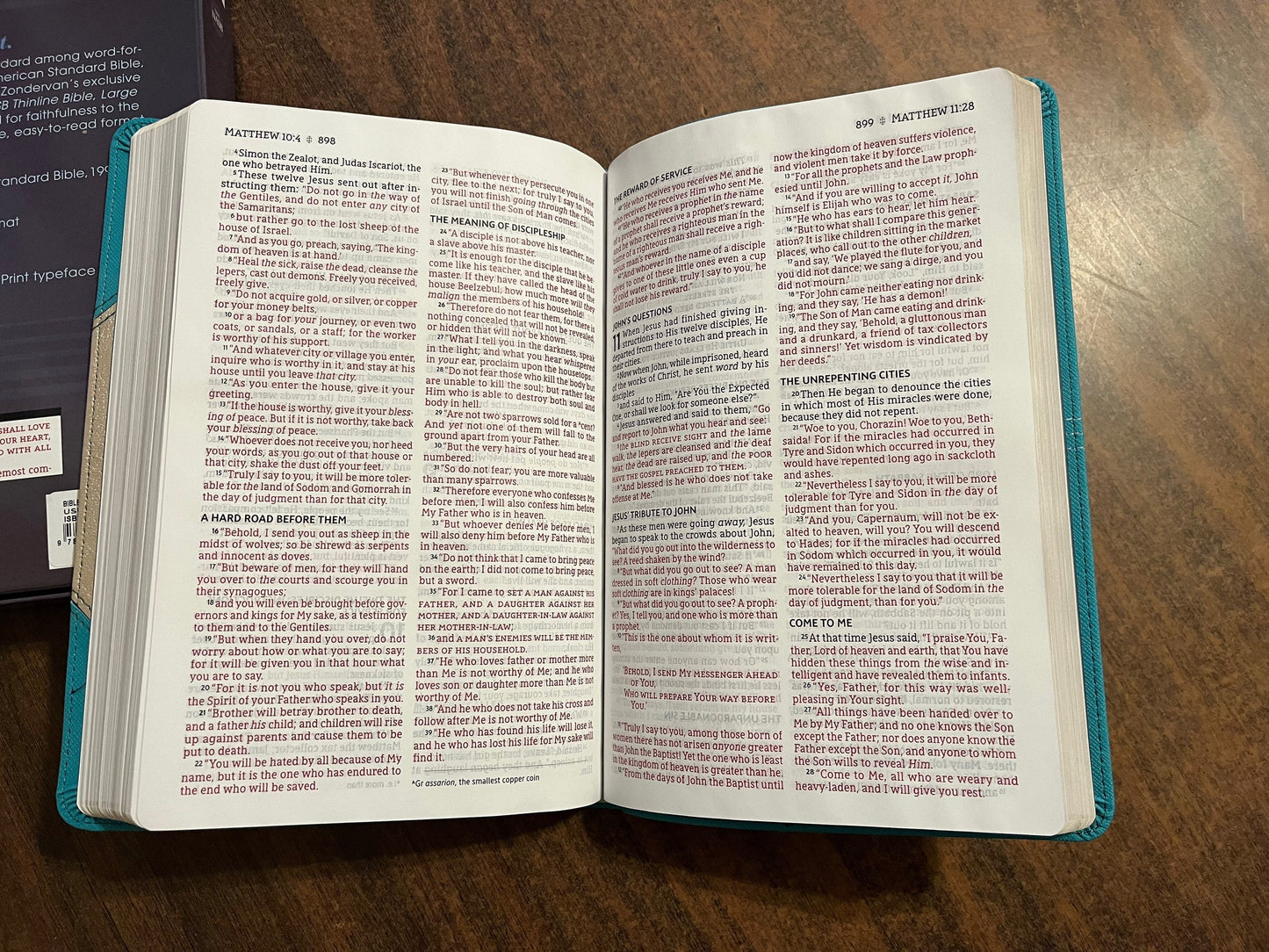 Personalized NASB Large Print Thinline Bible - Teal LeatherSoft - Custom Imprinted, name engraved bible, nasb 1995 9780310451037