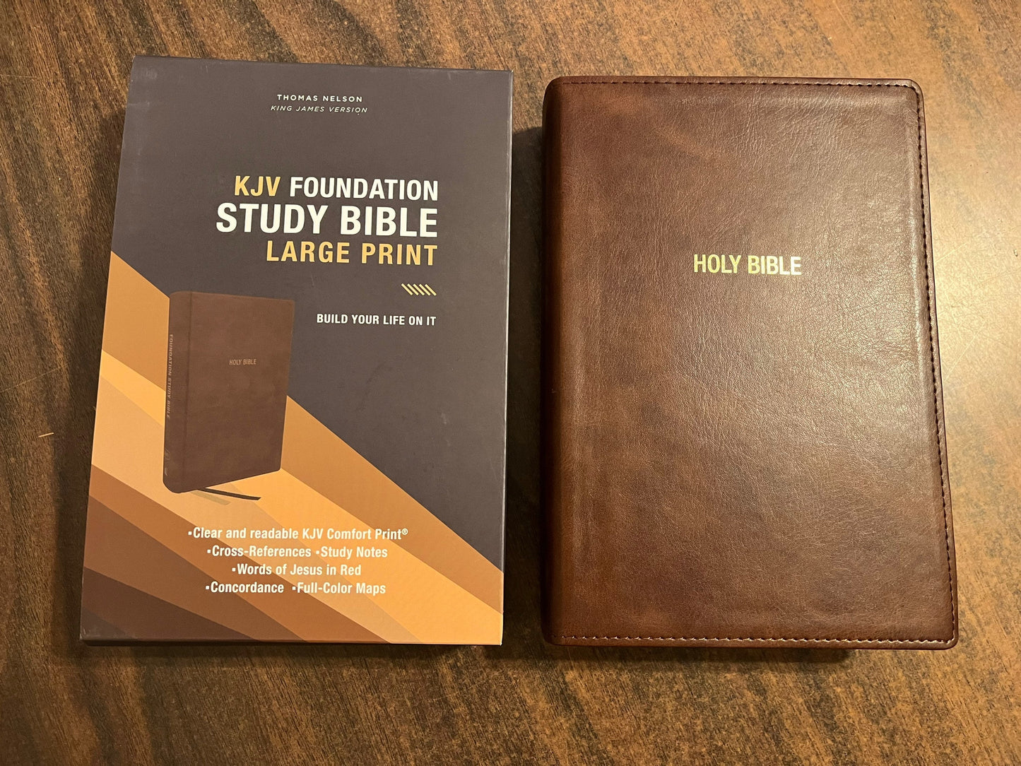 Personalized KJV Large Print Foundation Study Bible - Brown LeatherSoft,  Custom Imprinted with name engraved, 9780785260585