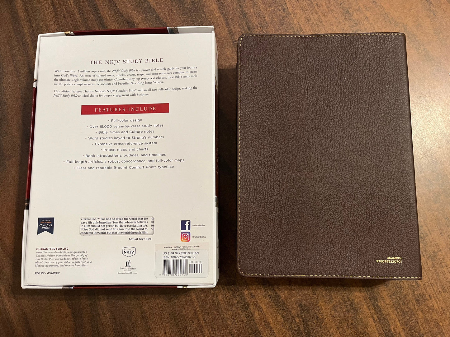 Personalized NKJV Study Bible Thumb Indexed - Brown Genuine Leather - Custom Imprinted with name 9780785220718