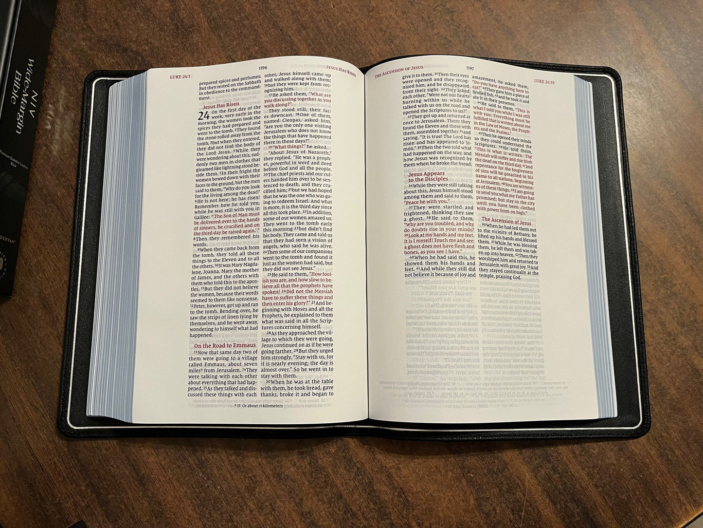 Personalized NIV Wide Margin Bible - Black Premium Goatskin Genuine Leather, ISBN 9780310461074