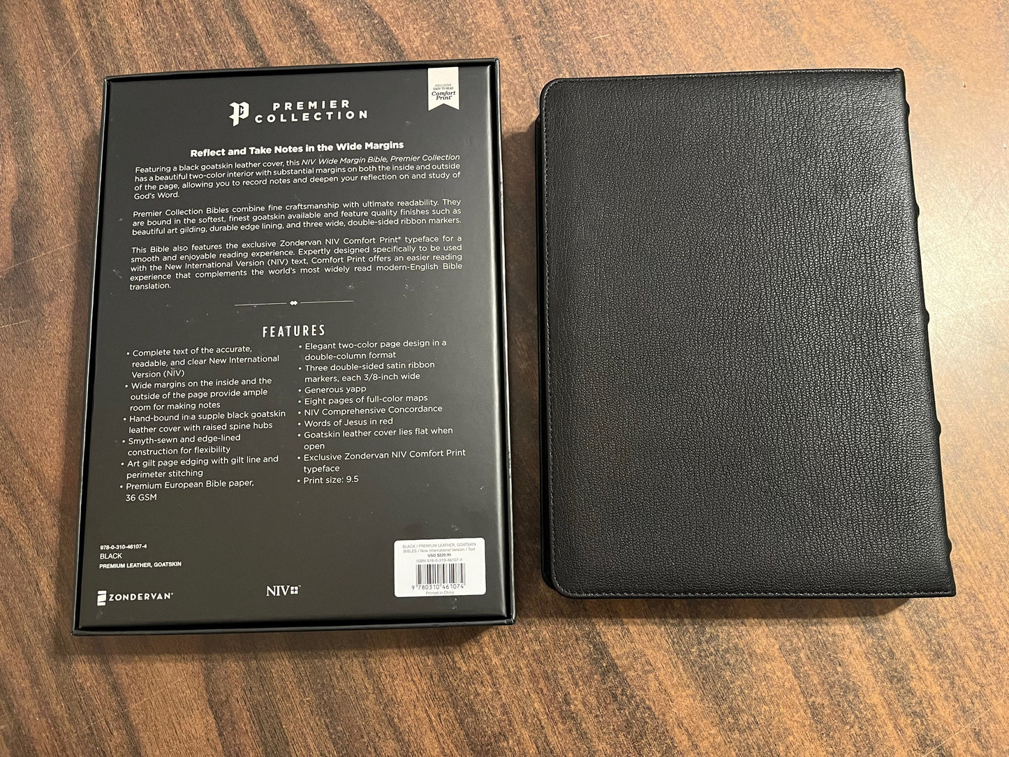 Personalized NIV Wide Margin Bible - Black Premium Goatskin Genuine Leather, ISBN 9780310461074
